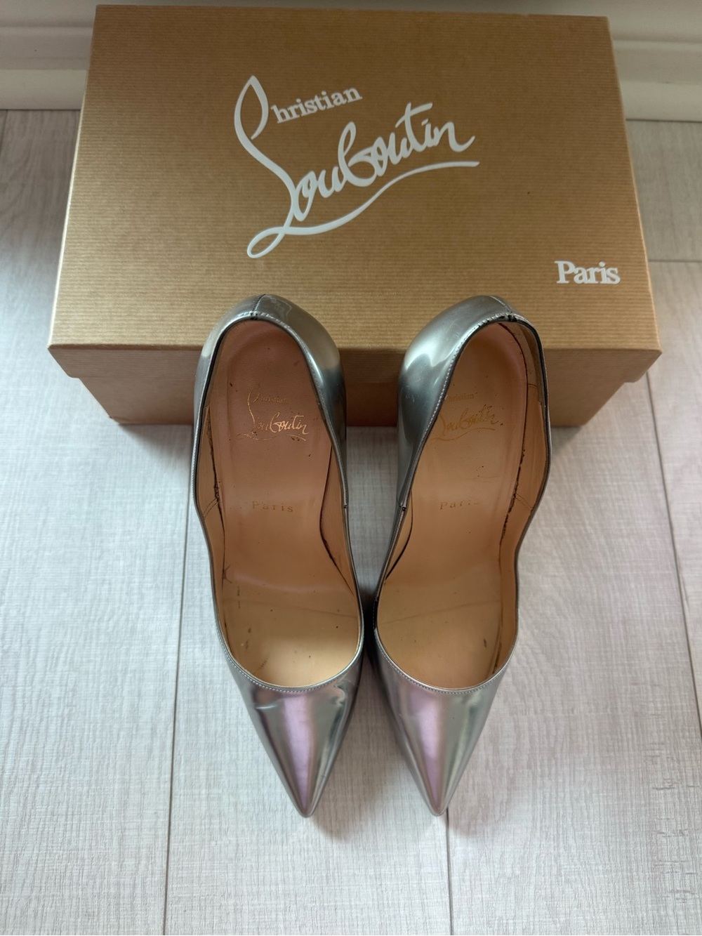 Christian Louboutin So Kate 120 Silver Sz 38 - Picture 4 of 7